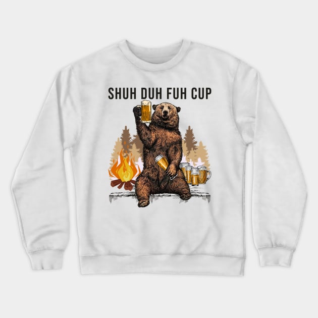 Drinking Bear  beer drinking tee Crewneck Sweatshirt by Deckacards